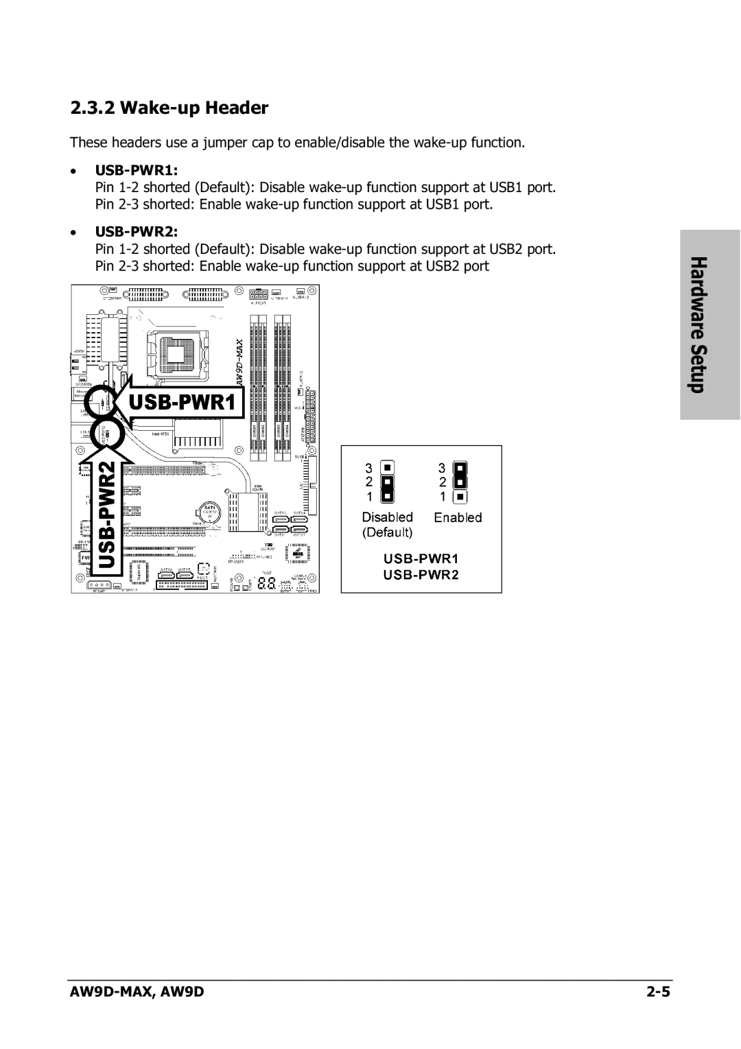 Abit AW9D-MAX manual Wake-up Header, USB-PWR1 