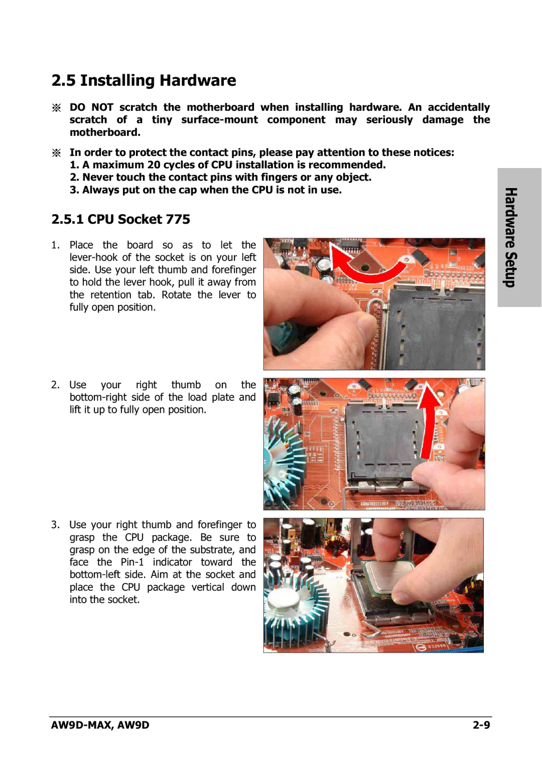 Abit AW9D-MAX manual Installing Hardware, CPU Socket 