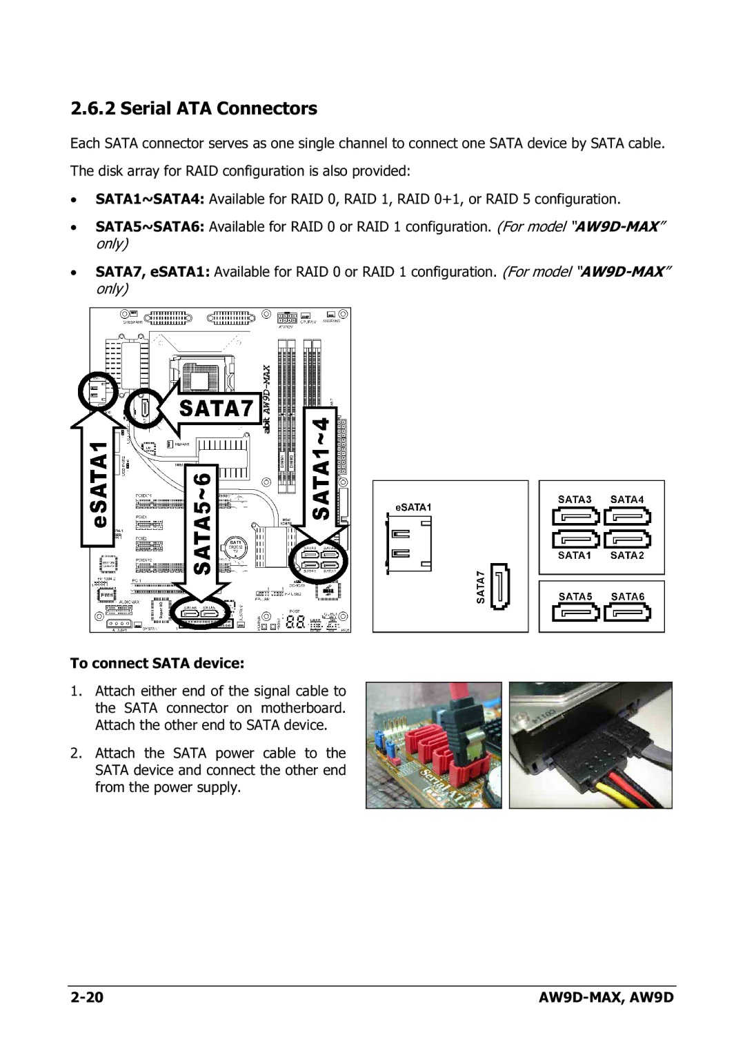 Abit AW9D-MAX manual Serial ATA Connectors 