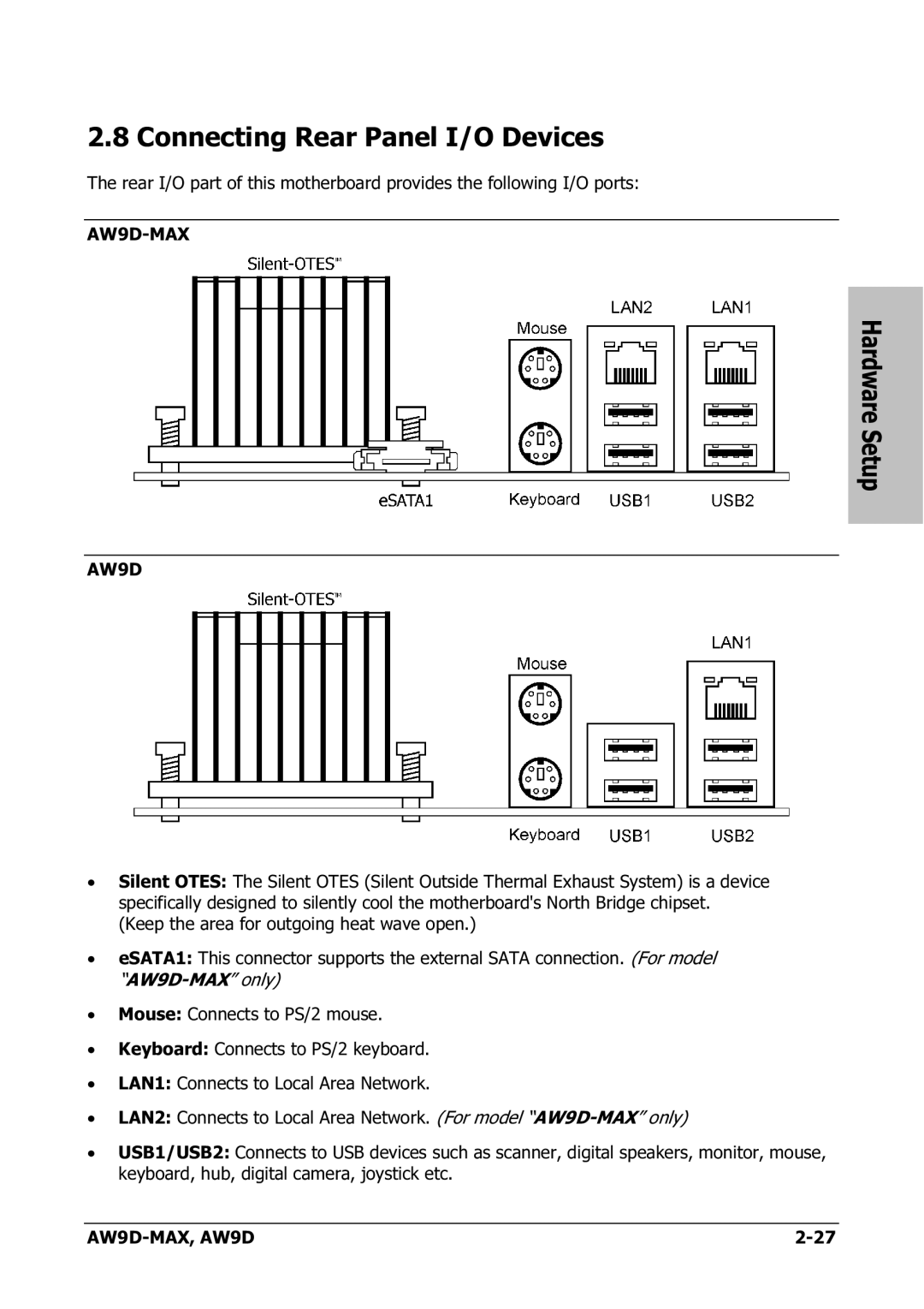 Abit AW9D-MAX manual Connecting Rear Panel I/O Devices 