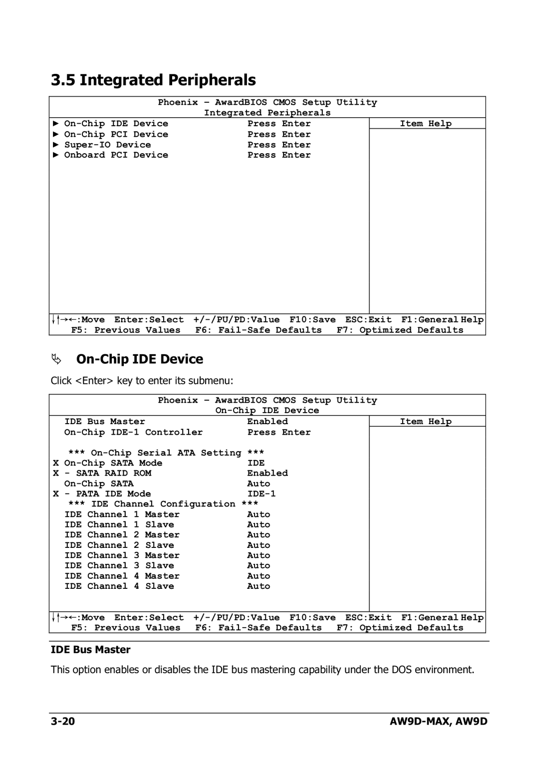 Abit AW9D-MAX manual Integrated Peripherals, On-Chip IDE Device 