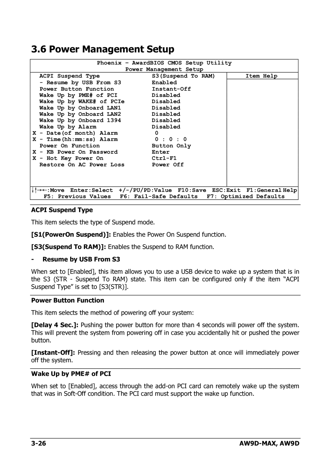 Abit AW9D-MAX manual Power Management Setup, Acpi 