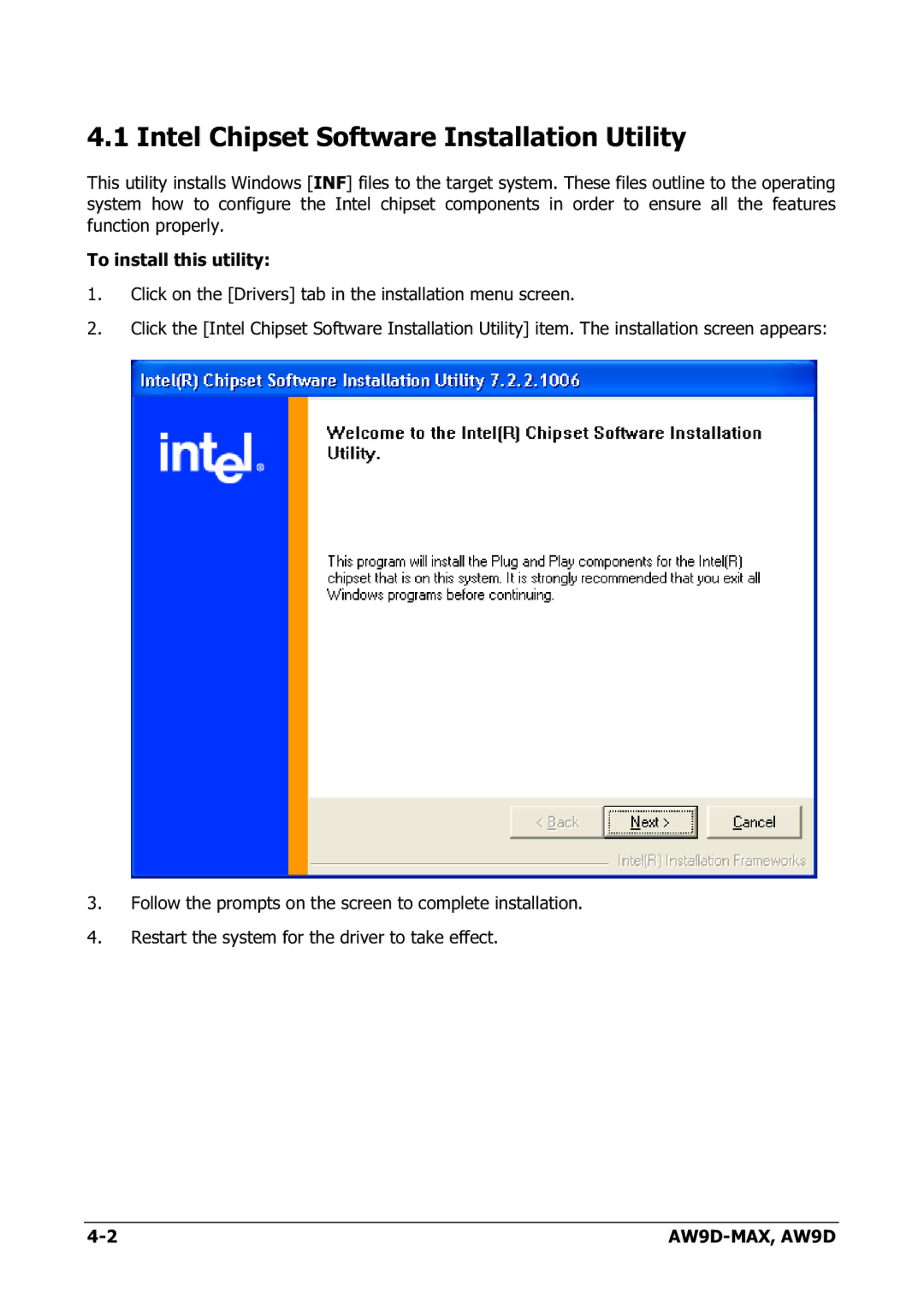 Abit AW9D-MAX manual Intel Chipset Software Installation Utility 