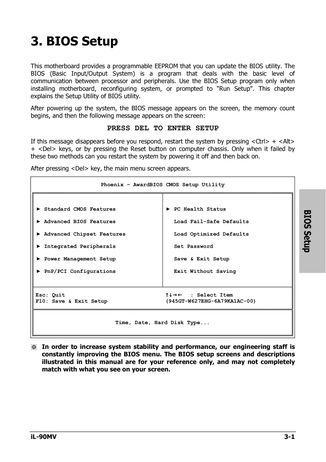 Abit IL-90MV manual Bios Setup 