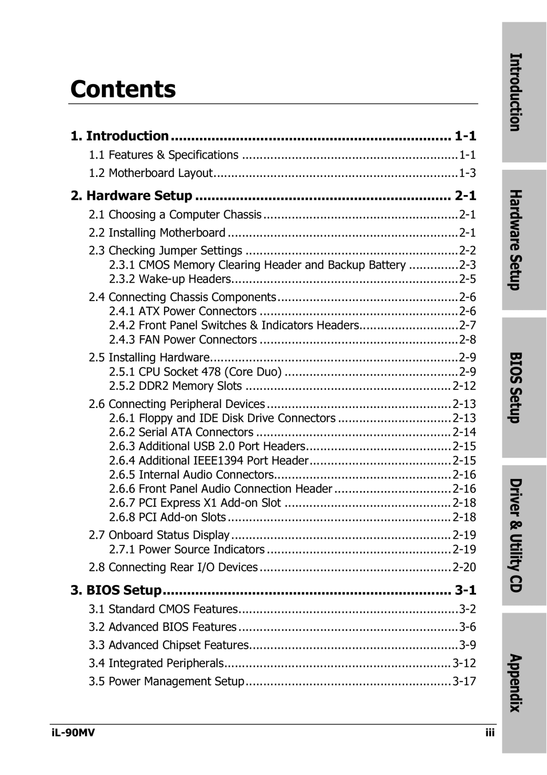 Abit IL-90MV manual Contents 