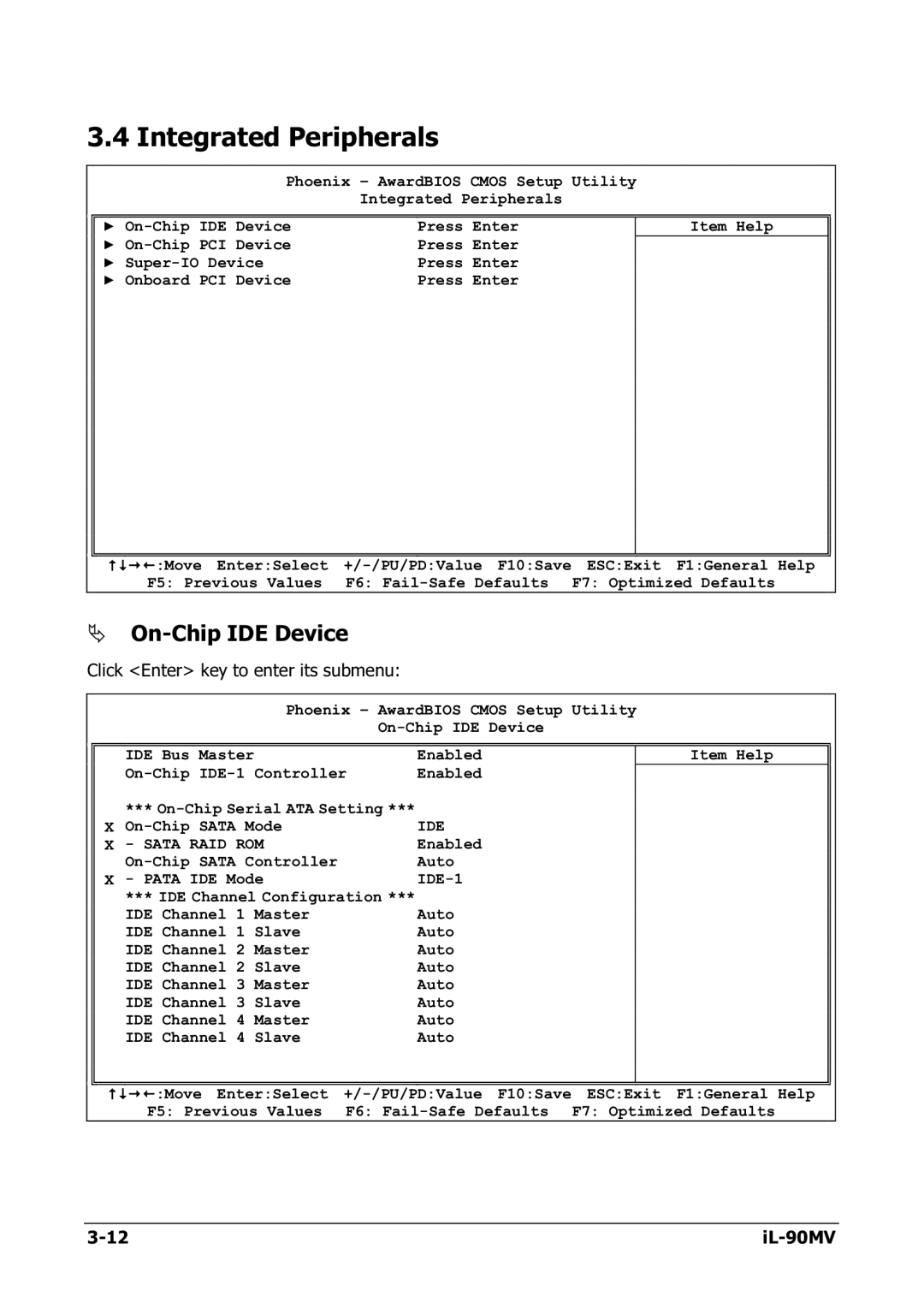 Abit IL-90MV manual Integrated Peripherals, On-Chip IDE Device 