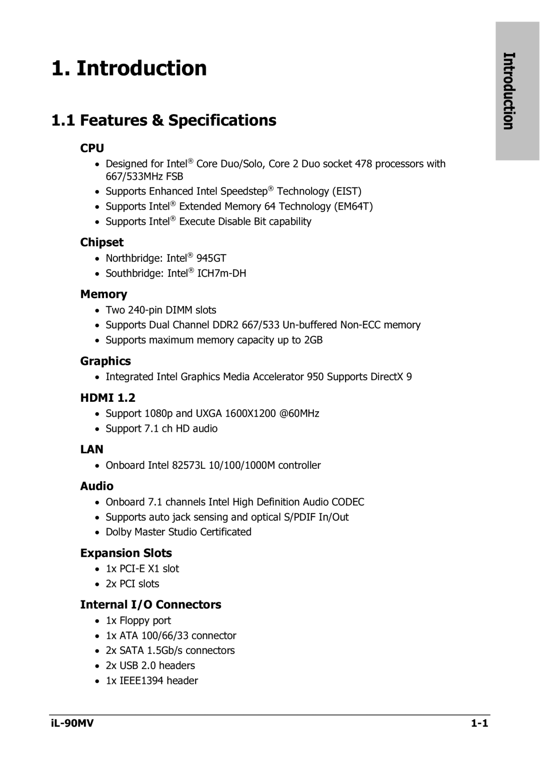 Abit IL-90MV manual Introduction, Features & Specifications 