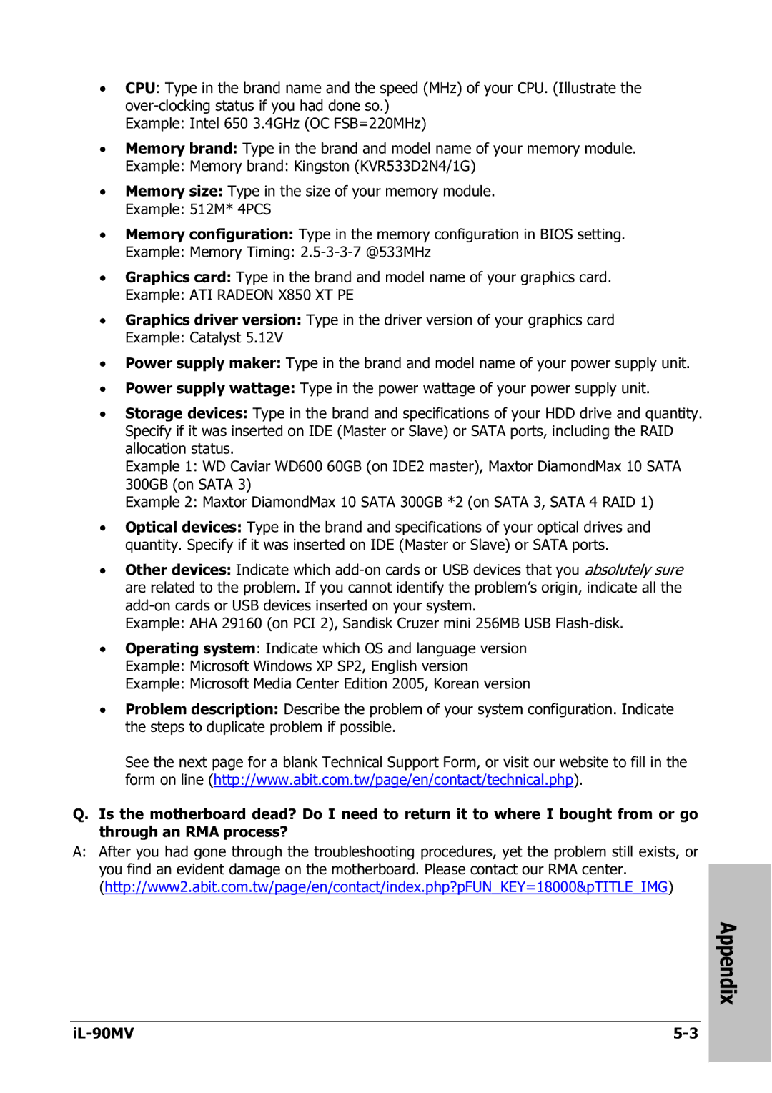 Abit IL-90MV manual Appendix 