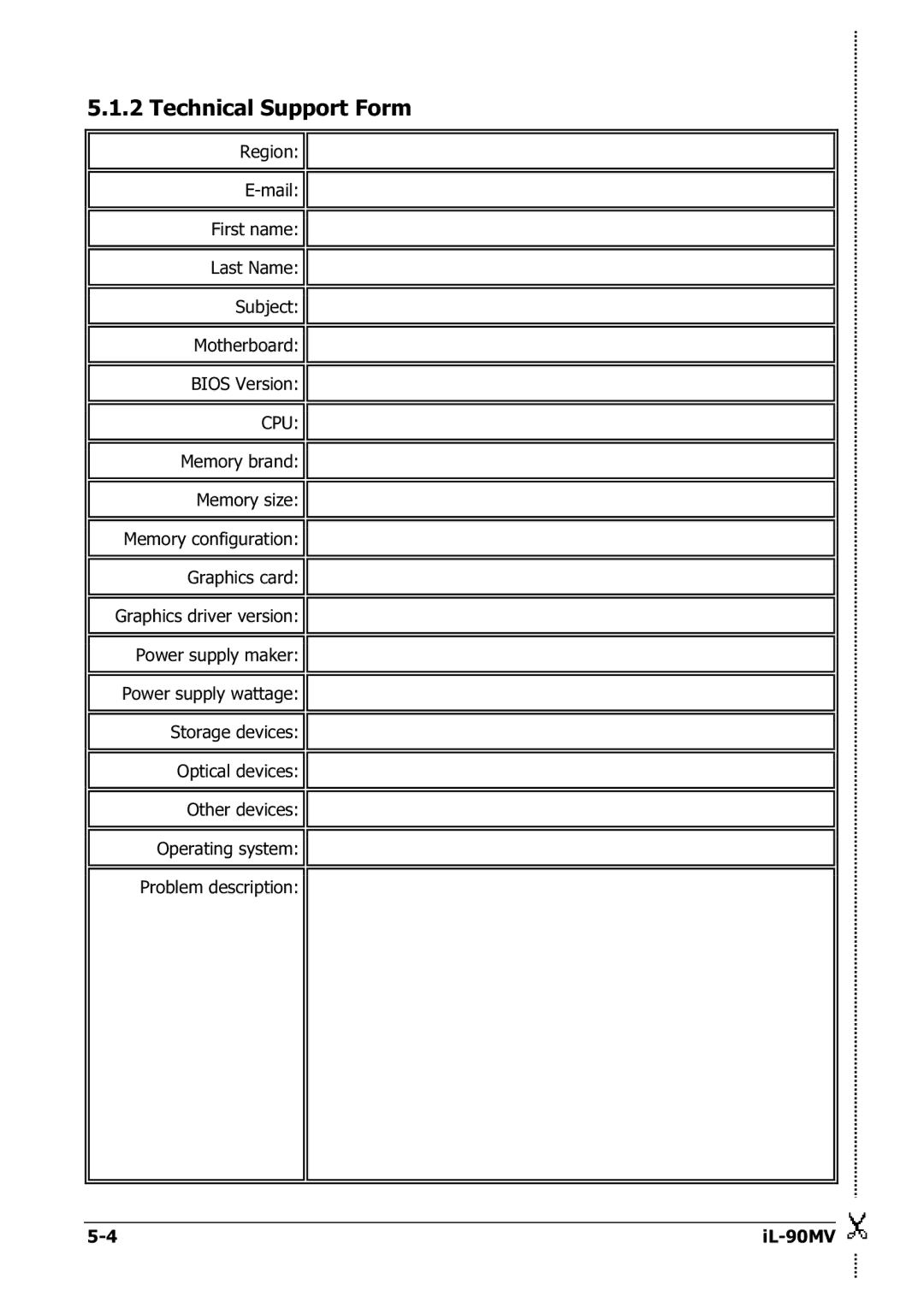 Abit IL-90MV manual Technical Support Form 