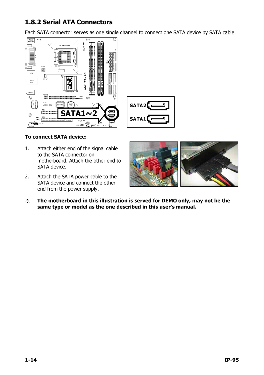 Abit IP-95 manual Serial ATA Connectors 