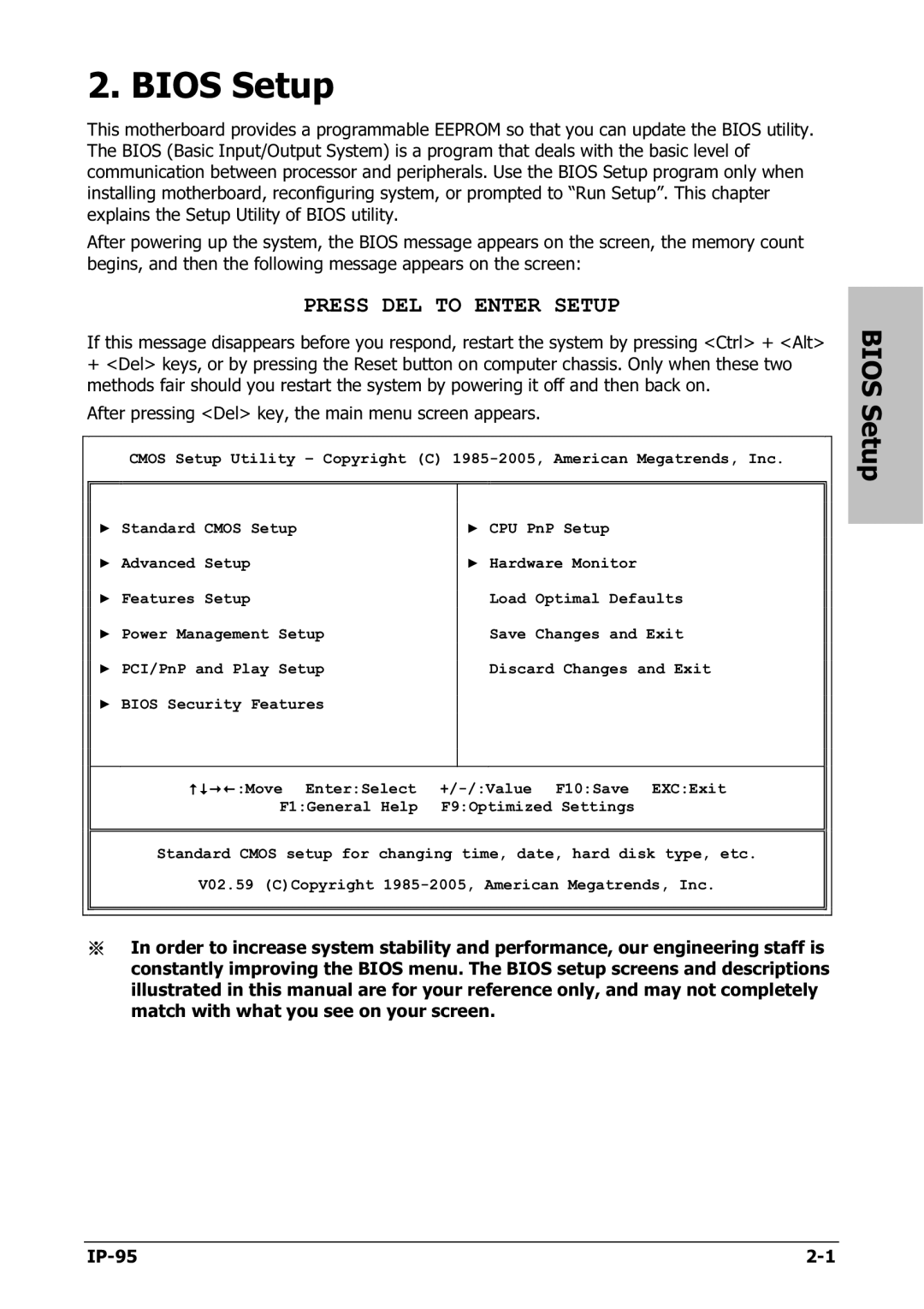 Abit IP-95 manual Bios Setup 