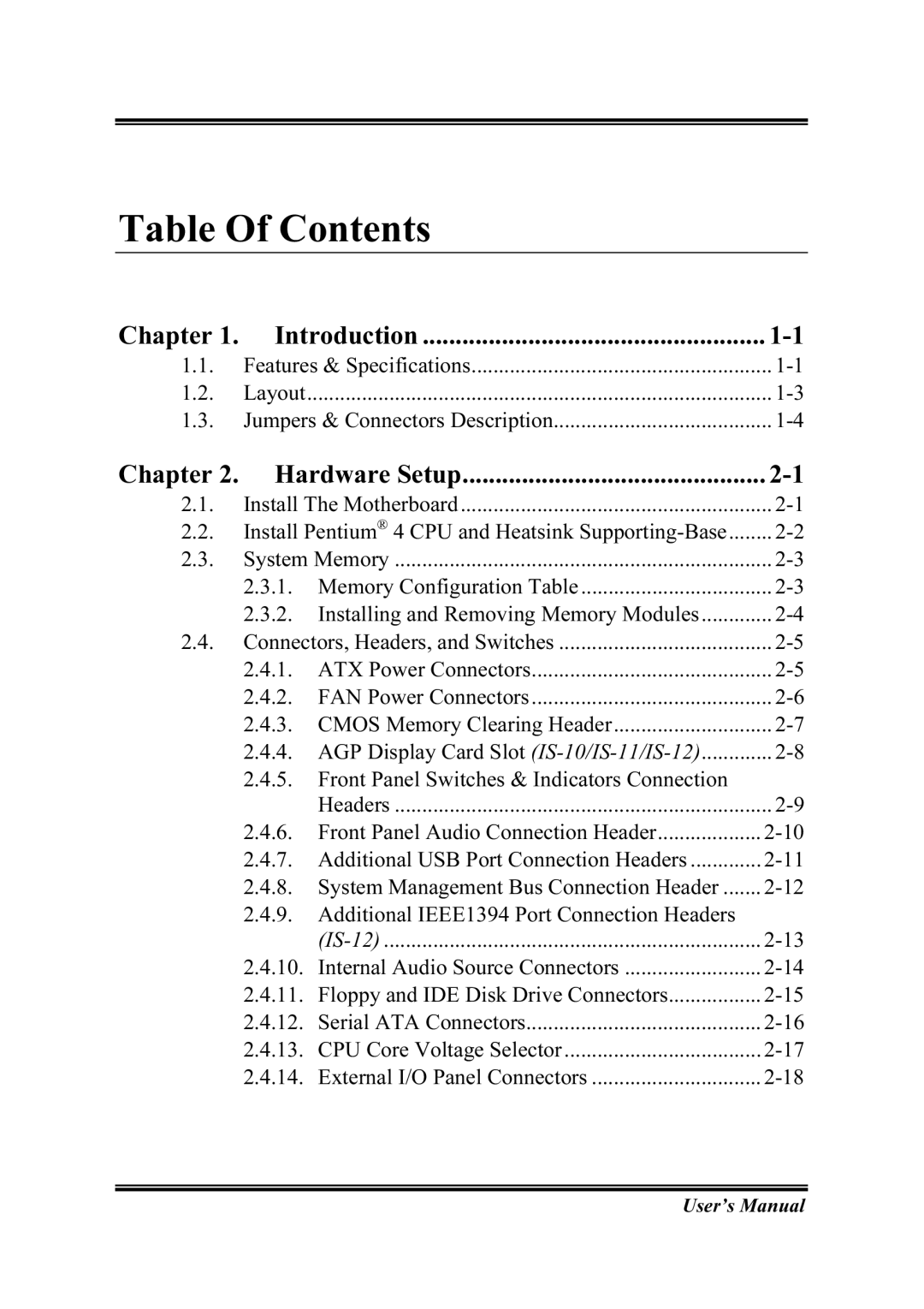 Abit IS-11, IS-12, IS-20, IS-10 user manual Table Of Contents 