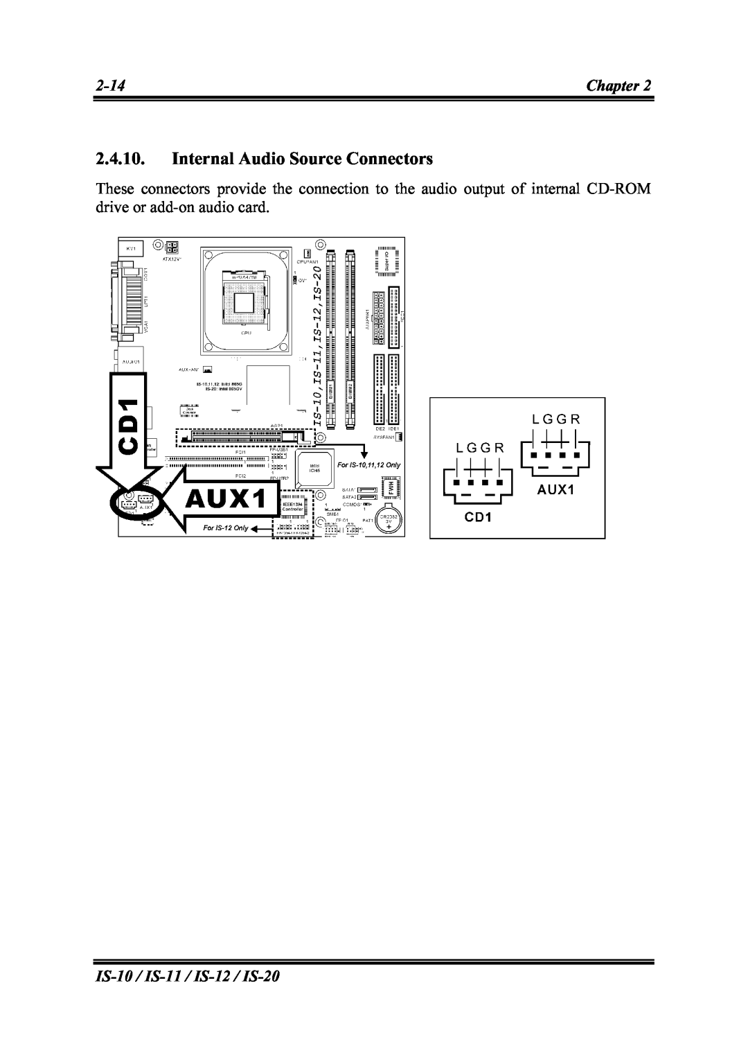 Abit user manual Internal Audio Source Connectors, IS-10 / IS-11 / IS-12 / IS-20 