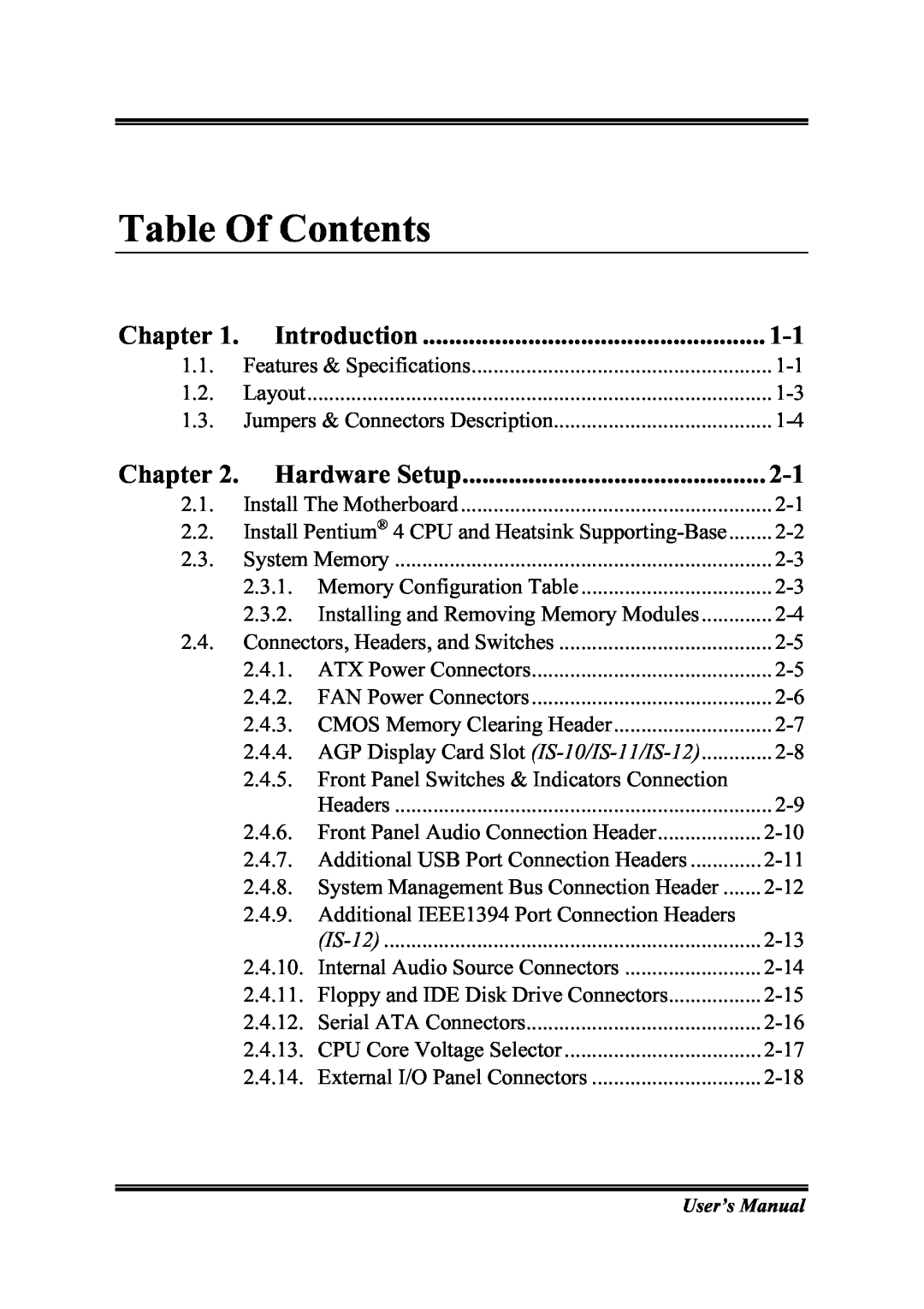 Abit IS-11, IS-12, IS-20, IS-10 user manual Chapter, Introduction, Hardware Setup, Table Of Contents 