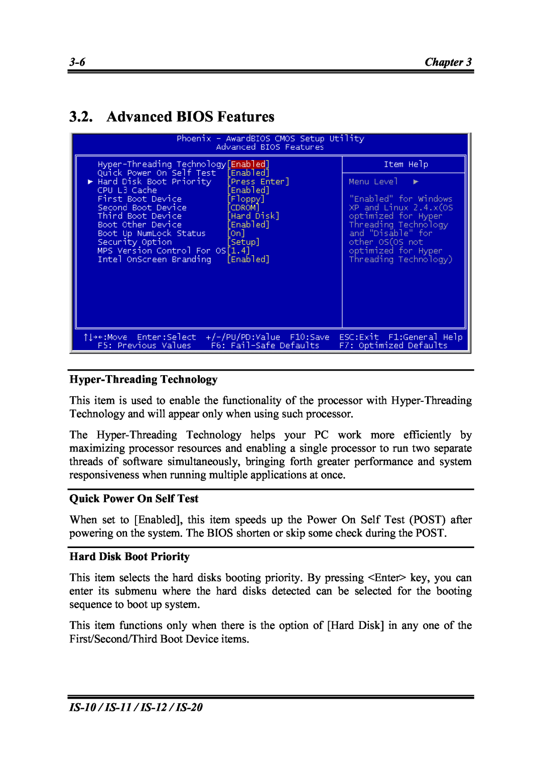 Abit IS-12, IS-20, IS-10, IS-11 user manual Advanced BIOS Features 