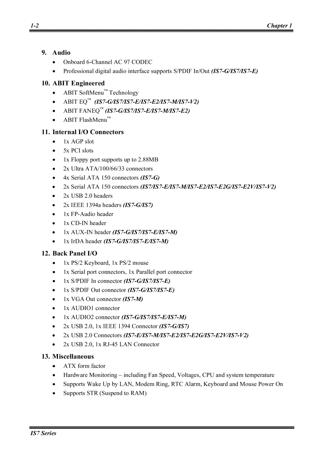 Abit IS7-E2G, IS7-M, IS7-G, IS7-E2V, IS7-V2 user manual Audio 