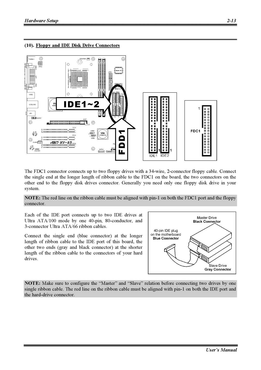 Abit KV-85 user manual Floppy and IDE Disk Drive Connectors 