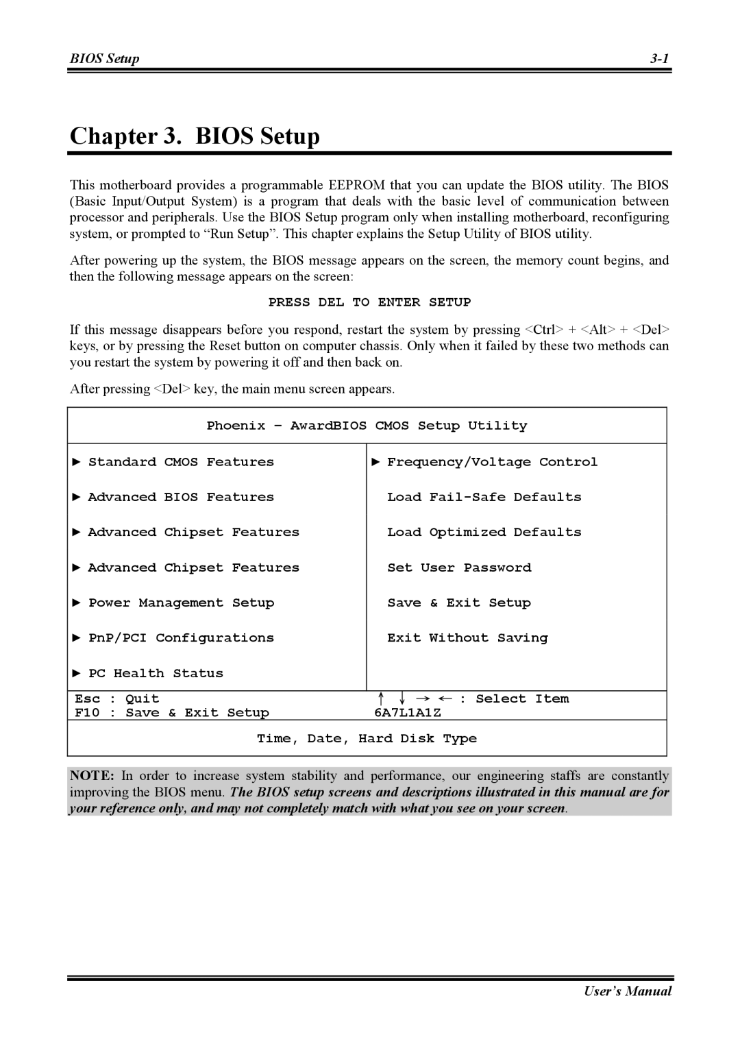 Abit KV-85 user manual Bios Setup, Press DEL to Enter Setup 