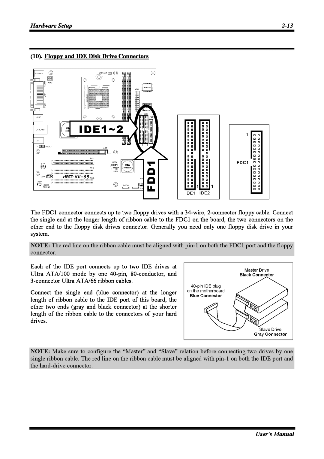 Abit KV-85 user manual Floppy and IDE Disk Drive Connectors 