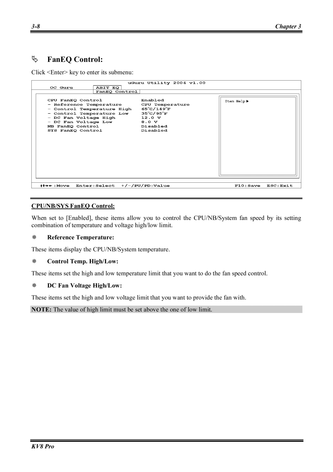 Abit KV8 PRO user manual FanEQ Control 