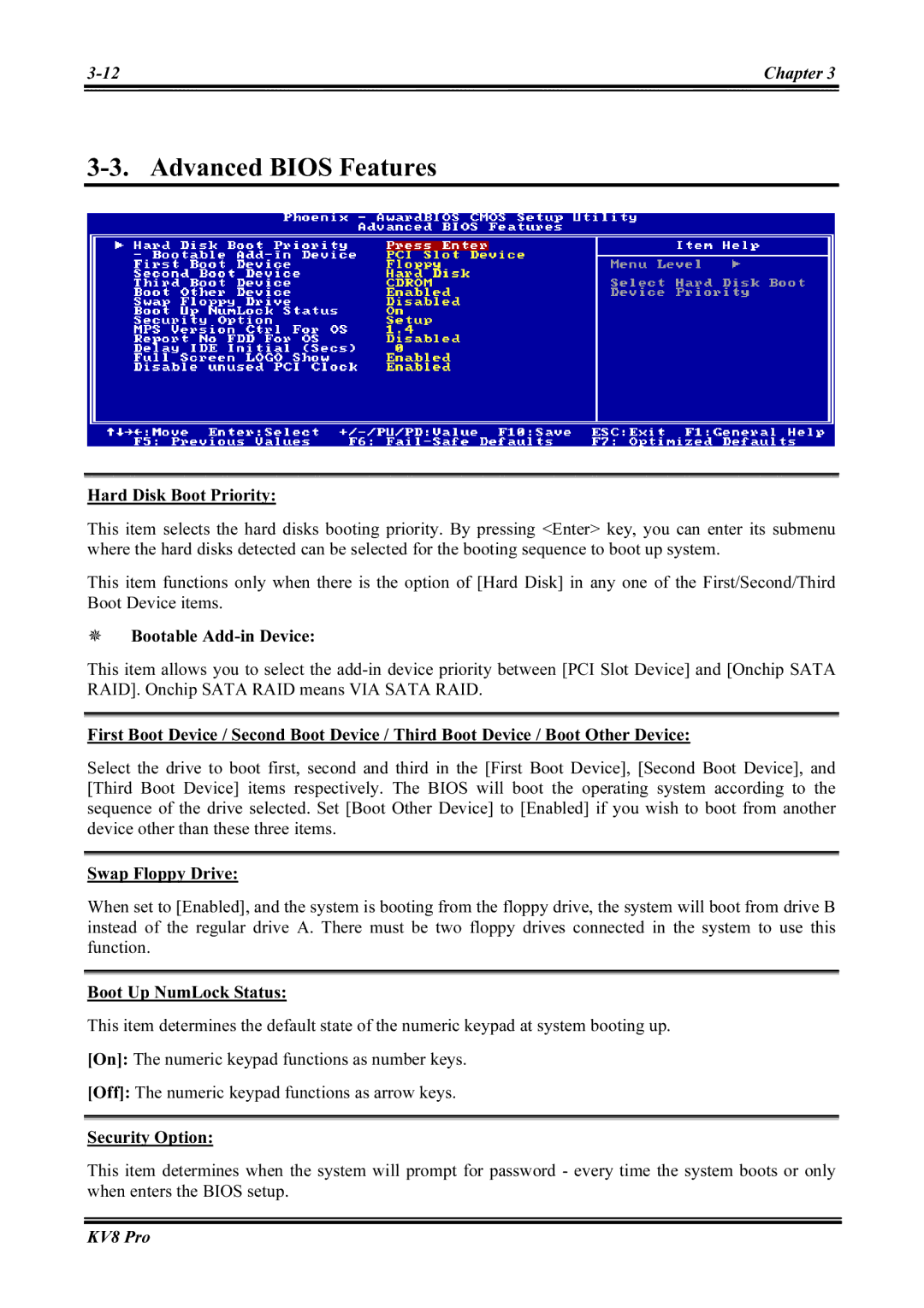 Abit KV8 PRO user manual Advanced Bios Features, Hard Disk Boot Priority 