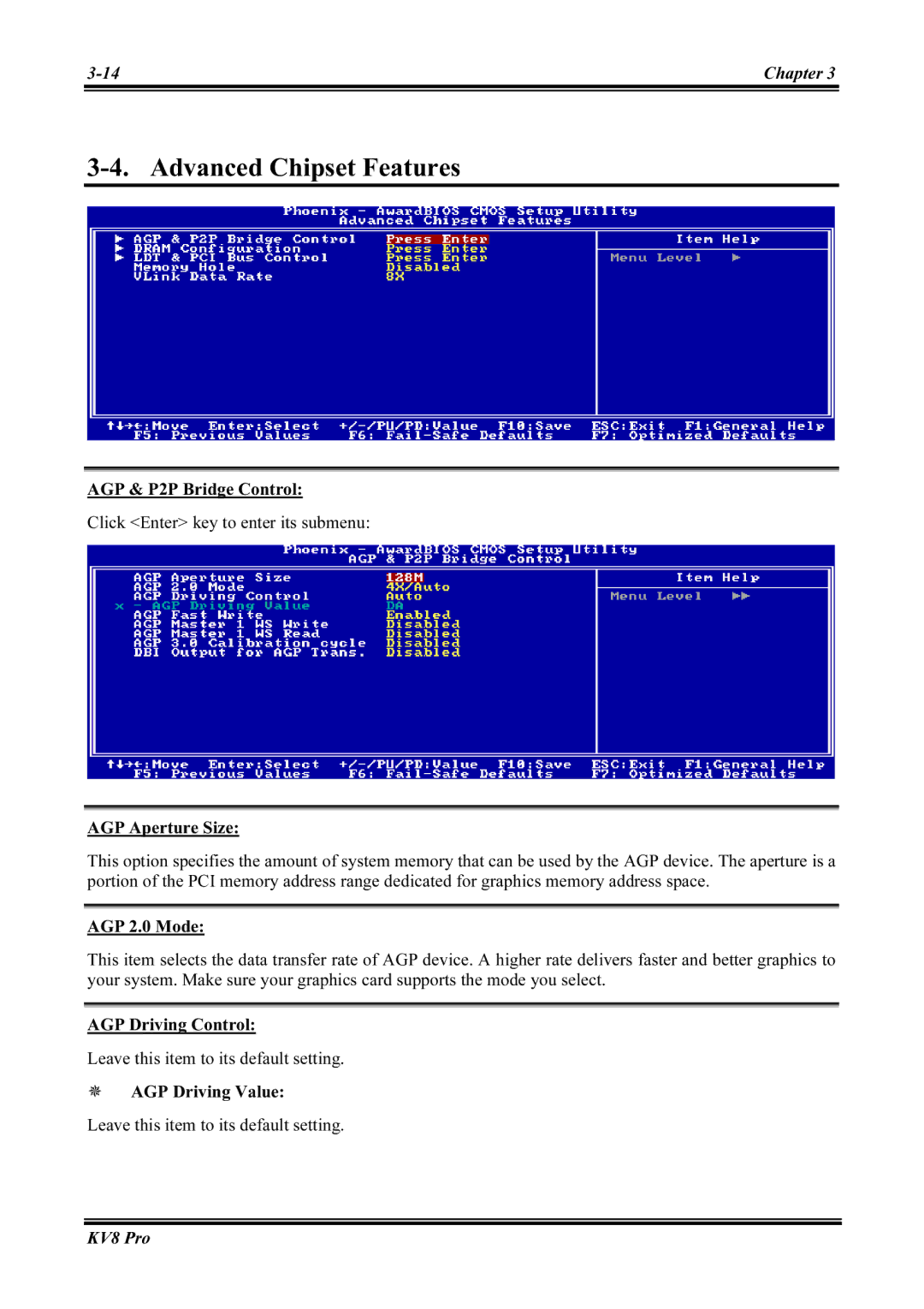 Abit KV8 PRO user manual Advanced Chipset Features 