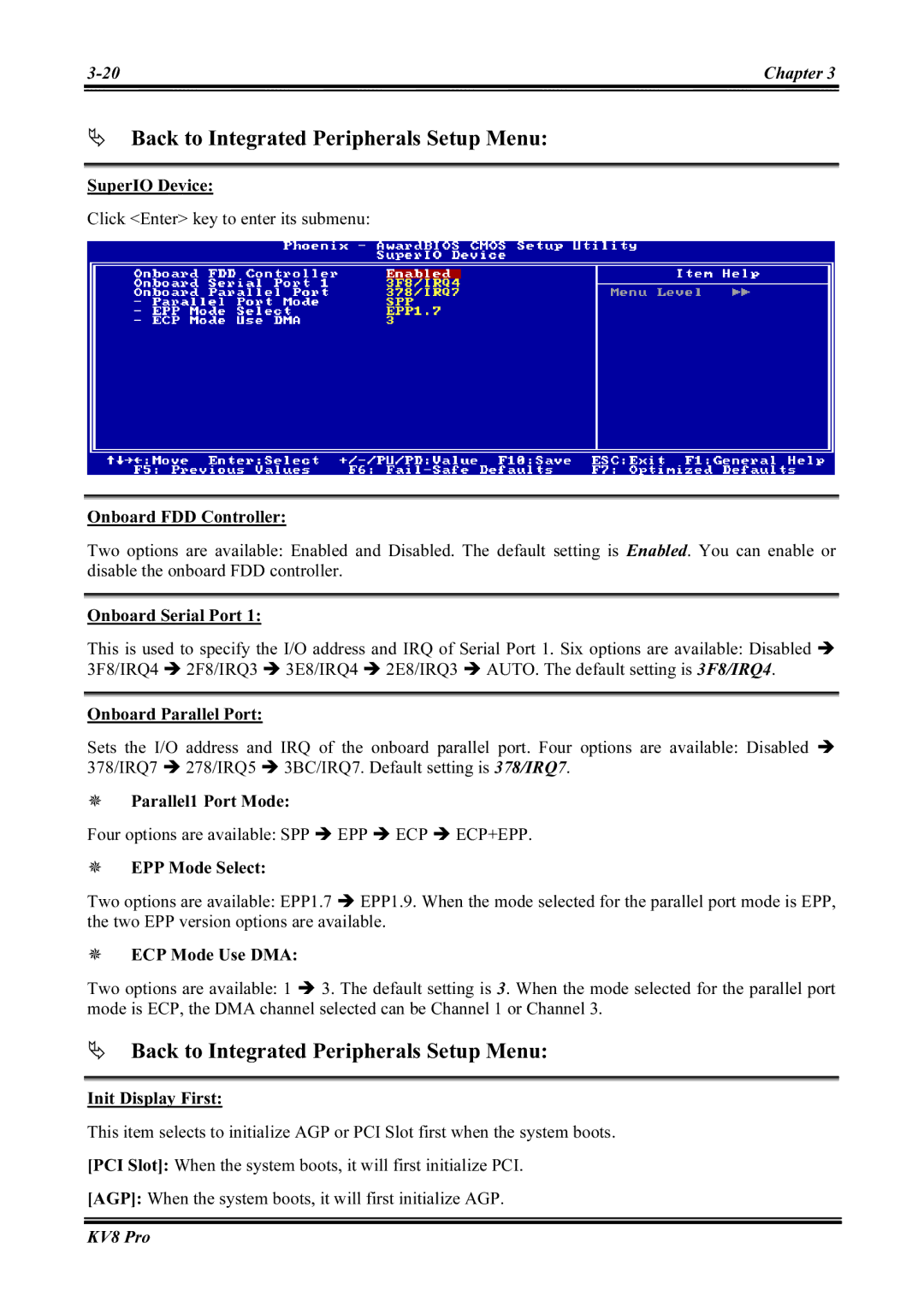 Abit KV8 PRO user manual Back to Integrated Peripherals Setup Menu 