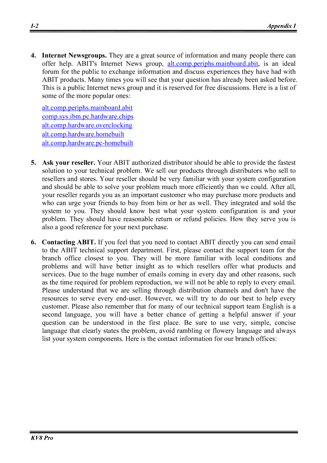 Abit KV8 PRO user manual Appendix, Alt.comp.hardware.homebuilt alt.comp.hardware.pc-homebuilt 