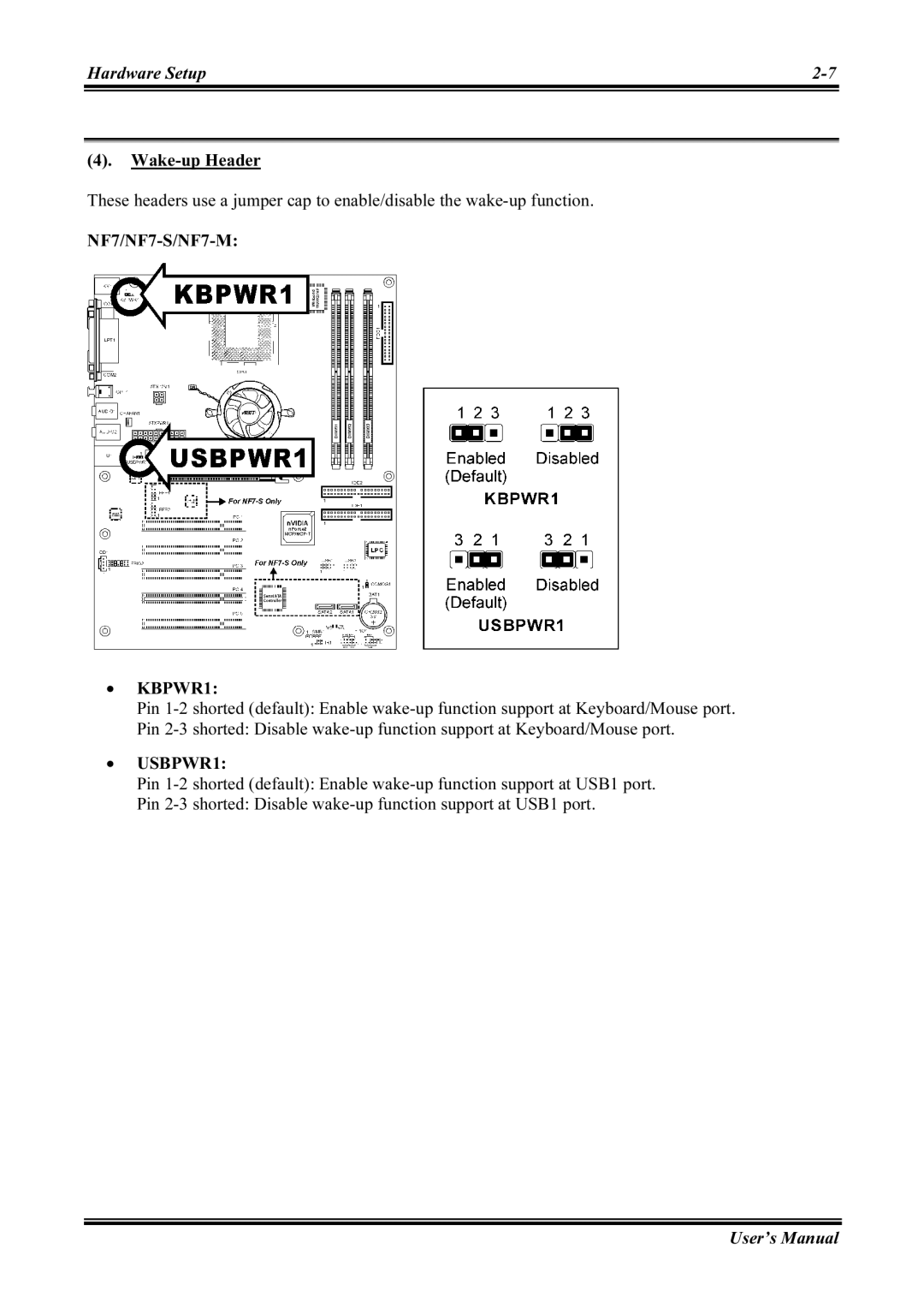 Abit NF7-S2G user manual Wake-up Header, NF7/NF7-S/NF7-M 