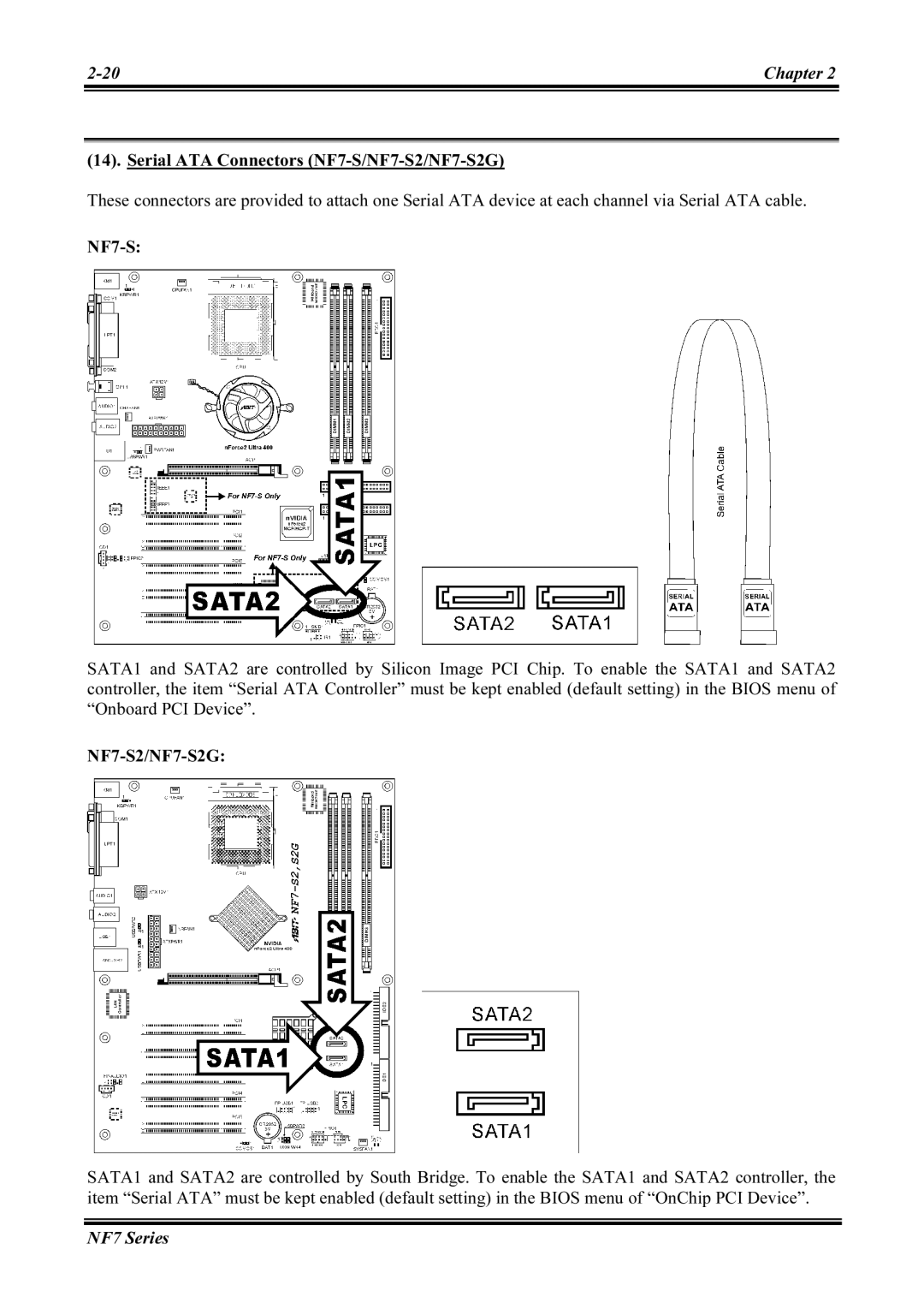 Abit NF7-M user manual Serial ATA Connectors NF7-S/NF7-S2/NF7-S2G 