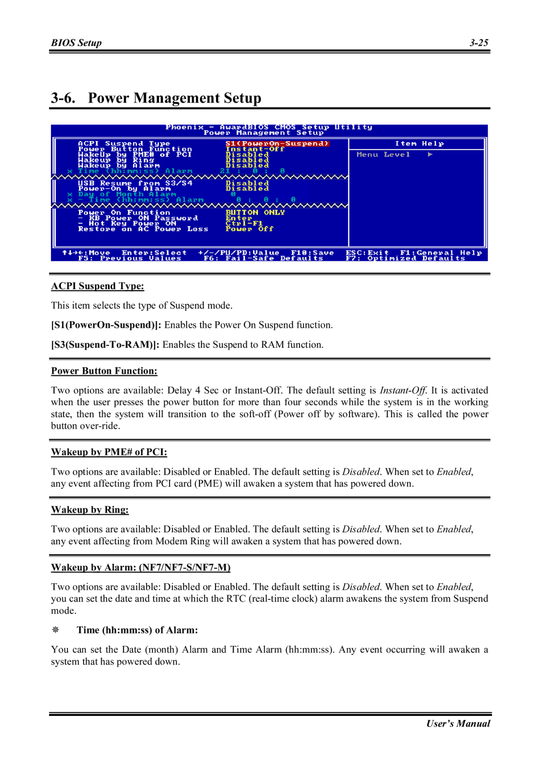 Abit NF7-M, NF7-S2G user manual Power Management Setup 