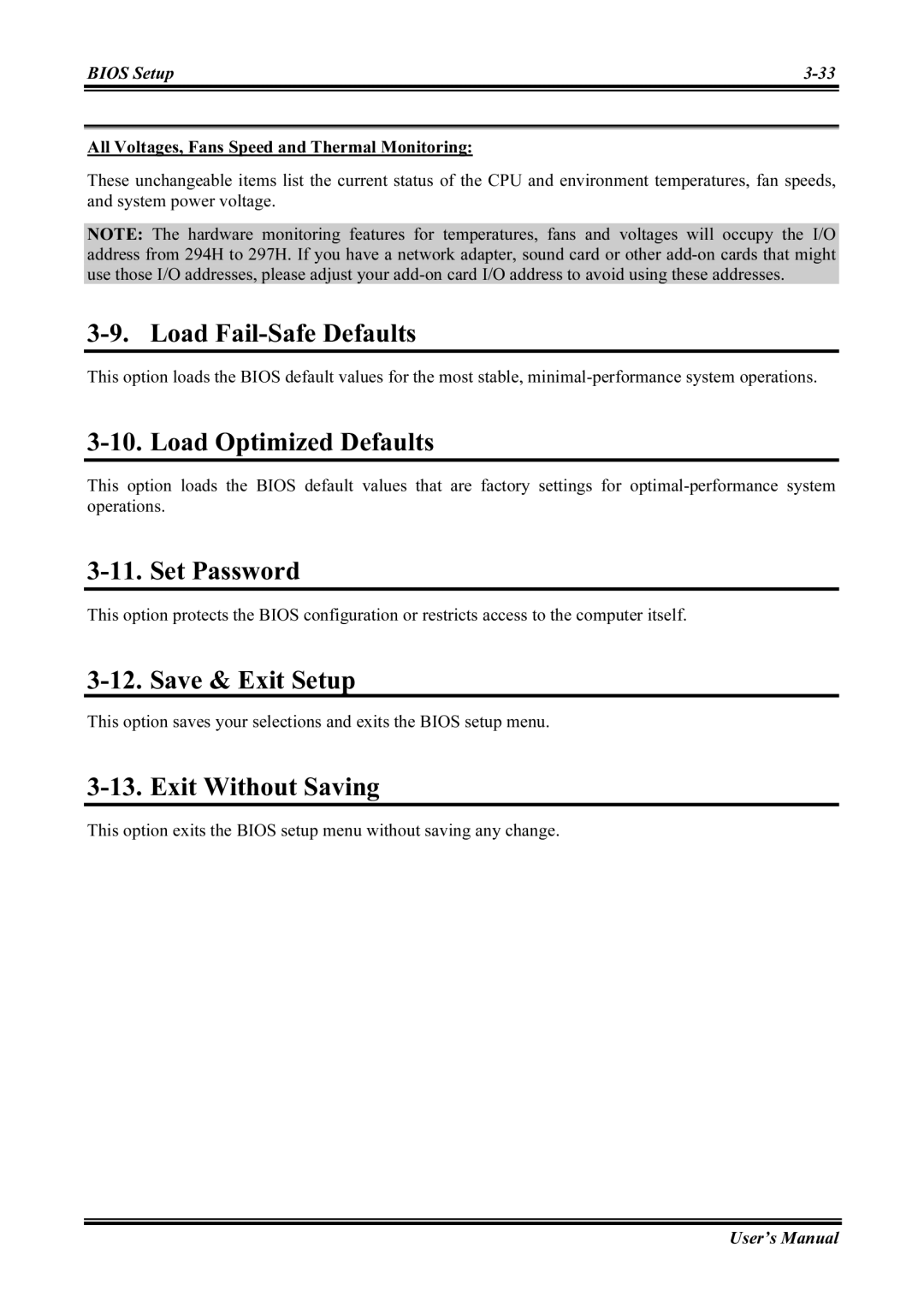 Abit NF7-M, NF7-S2 Load Fail-Safe Defaults, Load Optimized Defaults, Set Password, Save & Exit Setup, Exit Without Saving 