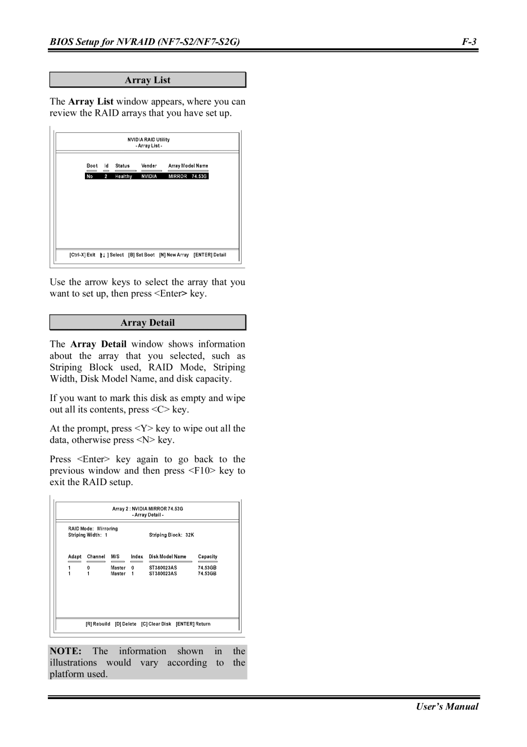 Abit NF7-S2G, NF7-M user manual Array List, Array Detail 