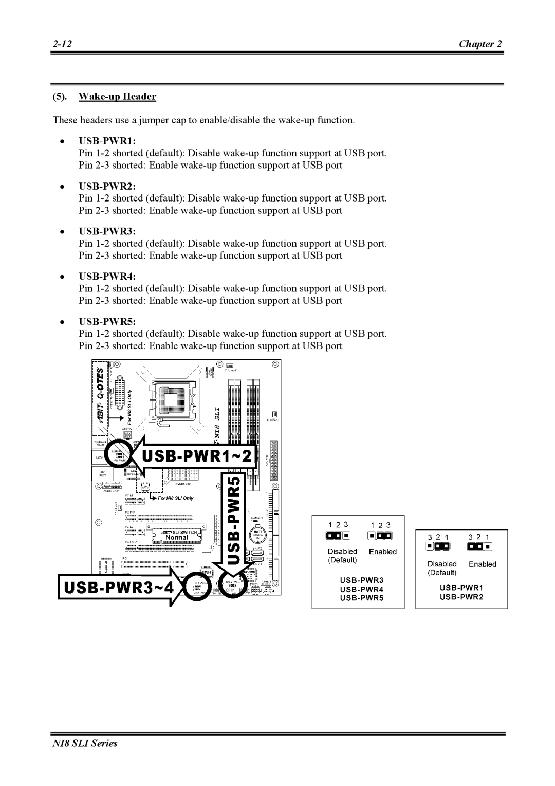 Abit NI8 SLI user manual Wake-up Header, USB-PWR1 