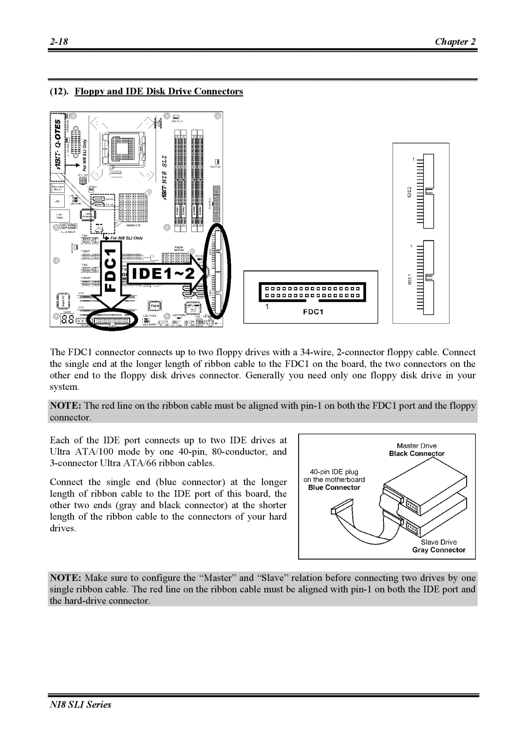 Abit NI8 SLI user manual Floppy and IDE Disk Drive Connectors 