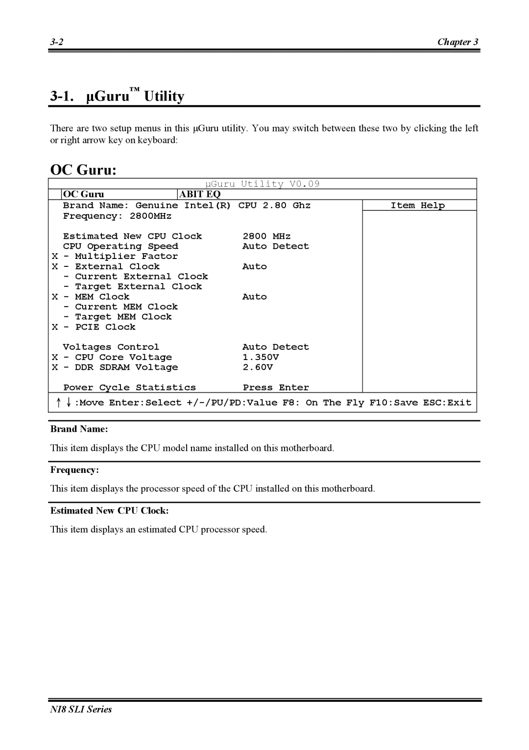 Abit NI8 SLI user manual ΜGuru Utility, OC Guru 