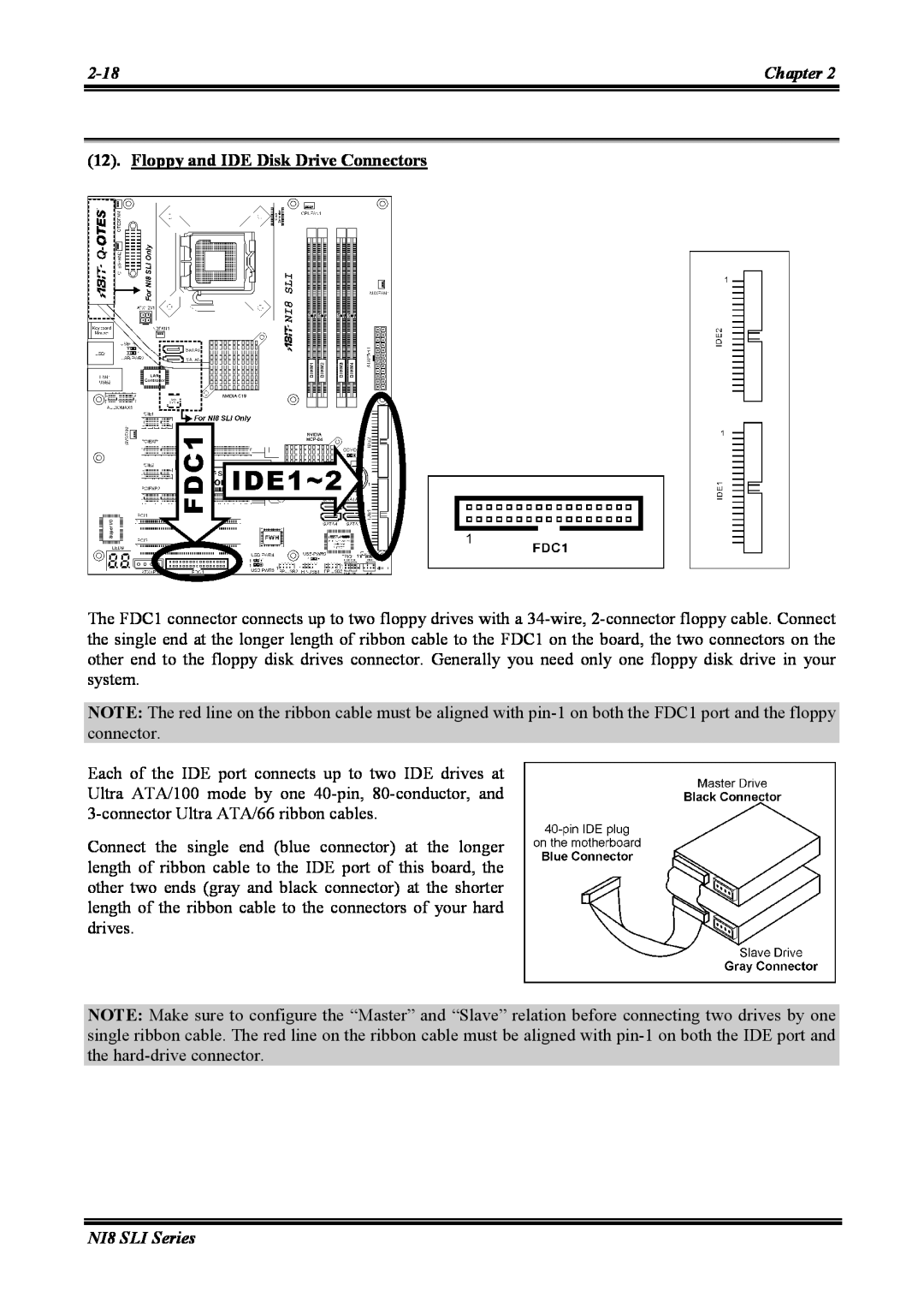 Abit NI8 SLI user manual Floppy and IDE Disk Drive Connectors 