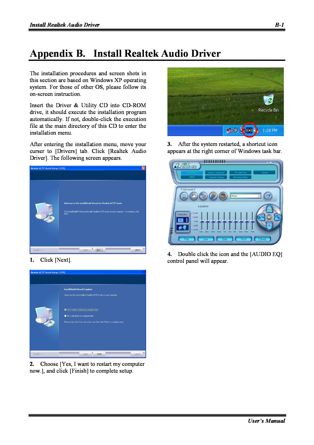 Abit NI8 SLI user manual Appendix B. Install Realtek Audio Driver 