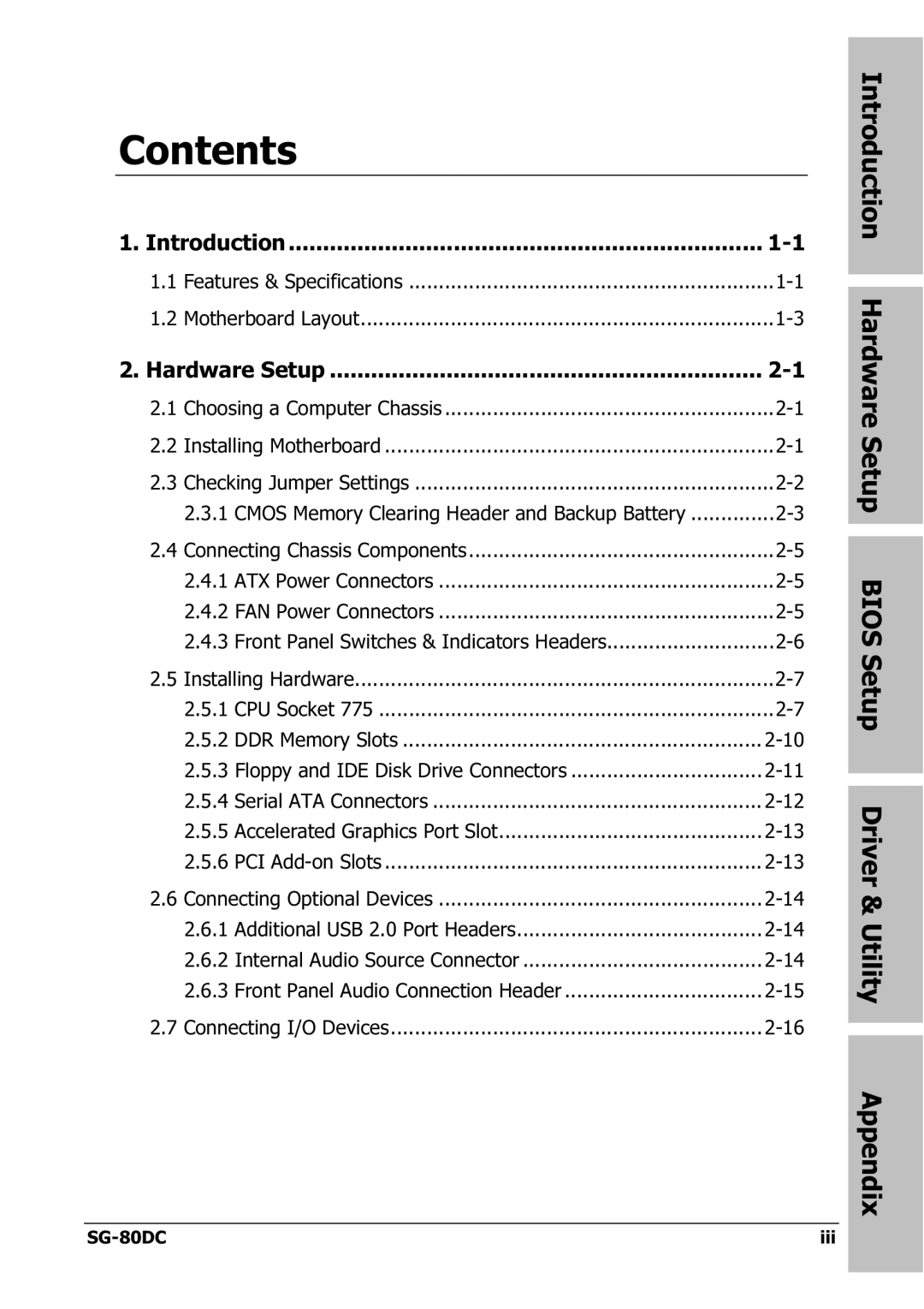 Abit SG-80DC appendix Contents 