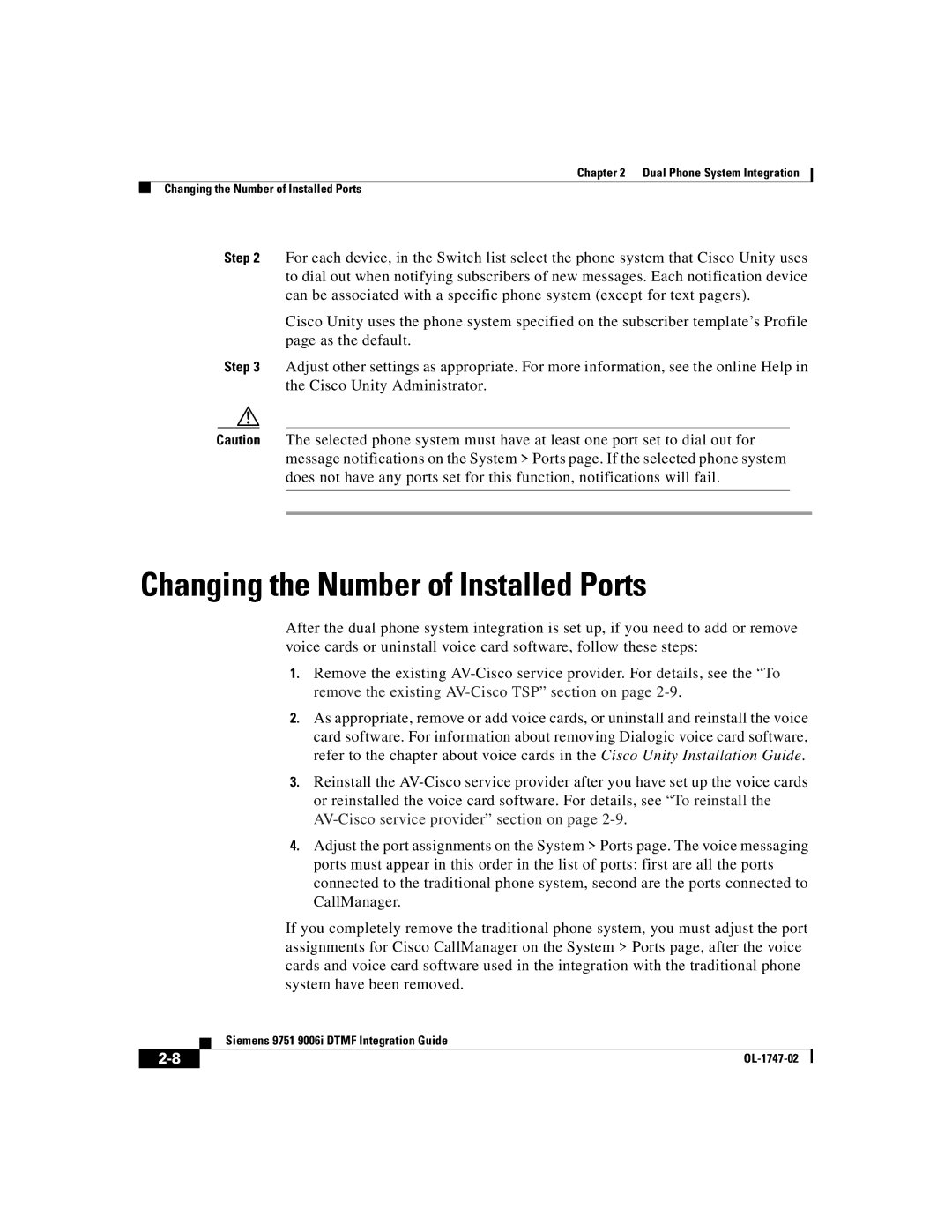 Able Planet OL-1747-02 manual Changing the Number of Installed Ports 