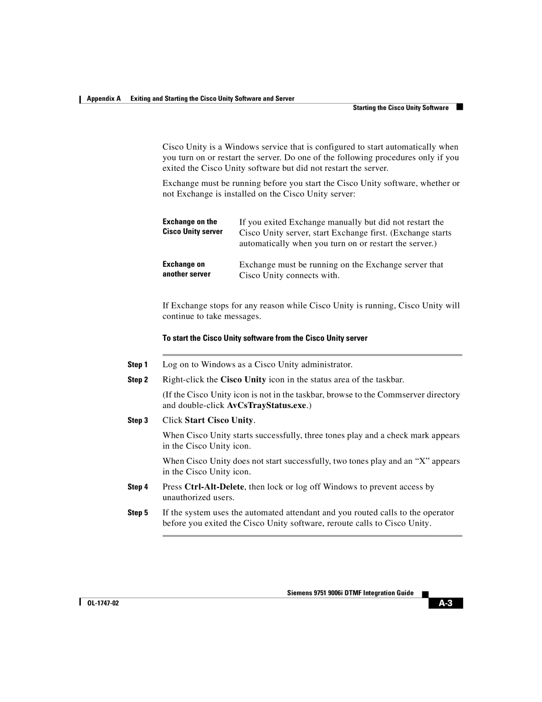 Able Planet OL-1747-02 manual Click Start Cisco Unity 