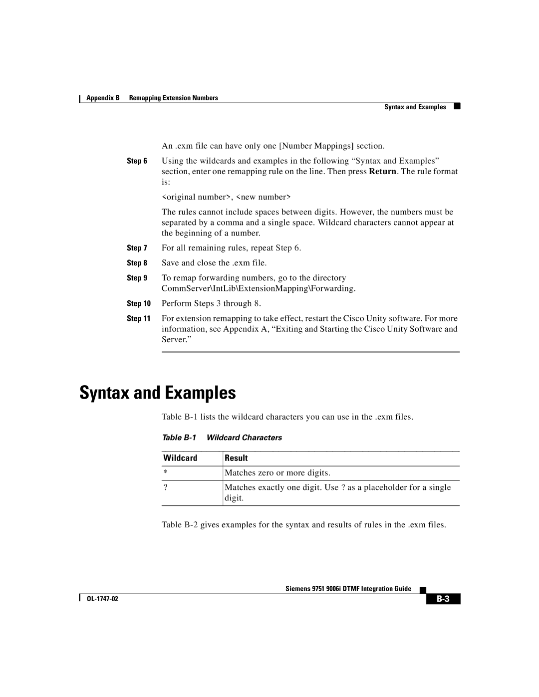 Able Planet OL-1747-02 manual Syntax and Examples, Wildcard Result 