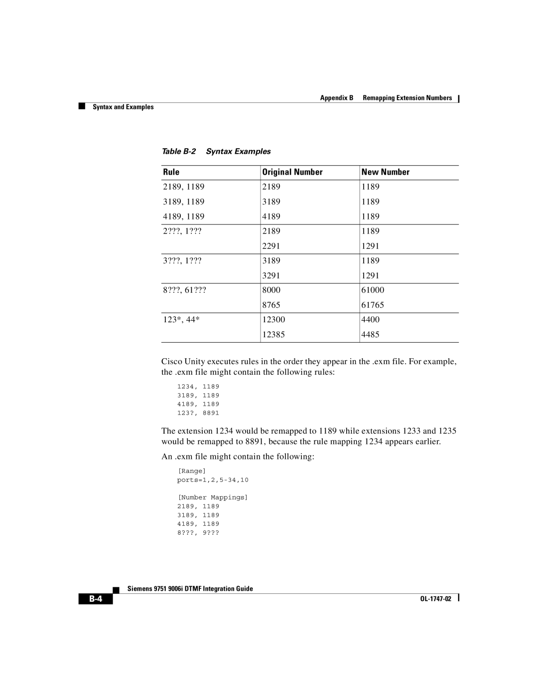 Able Planet OL-1747-02 manual Rule Original Number New Number 