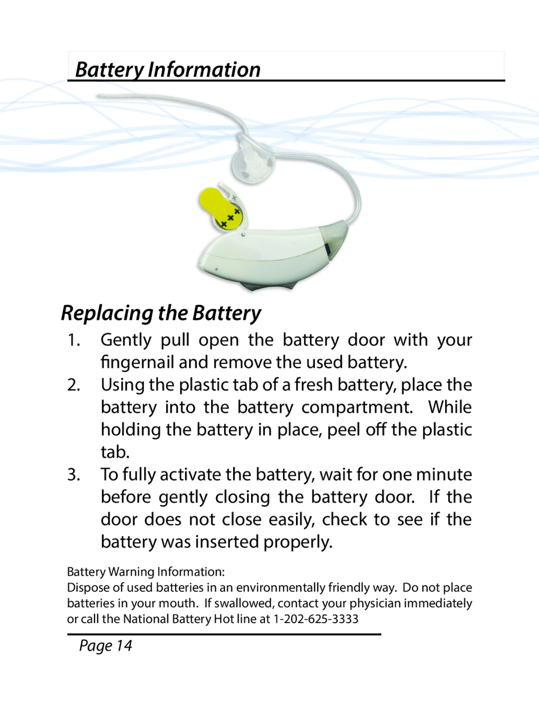 Able Planet PS1600BTE manual Battery Information Replacing the Battery 