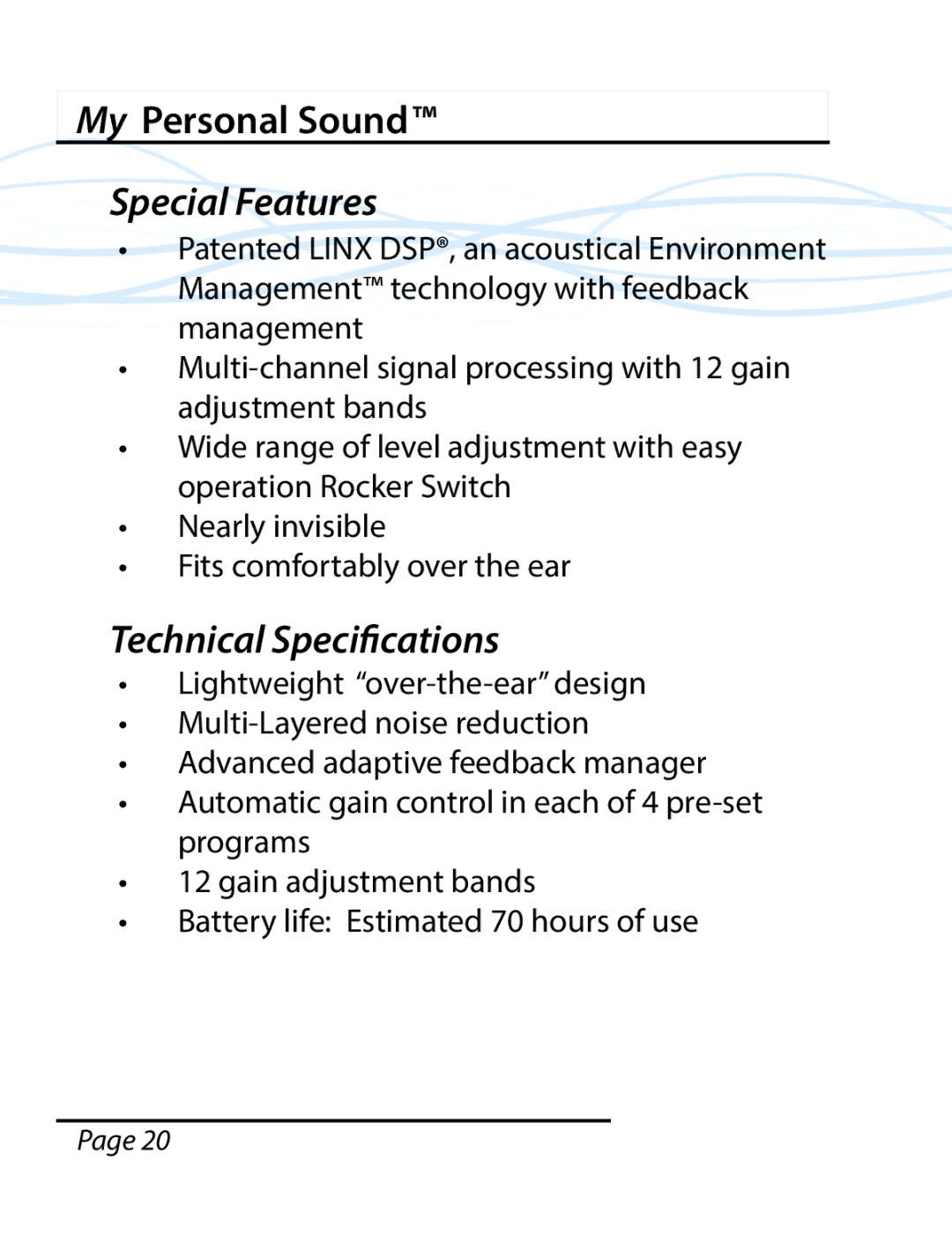 Able Planet PS1600BTE manual Special Features, Technical Specifications 