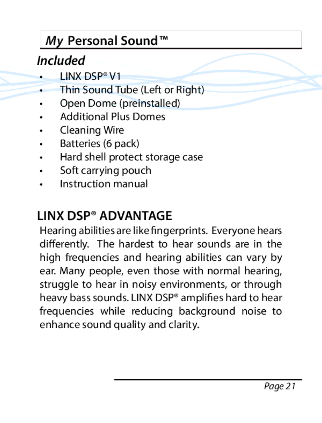 Able Planet PS1600BTE manual Included, Linx DSP 