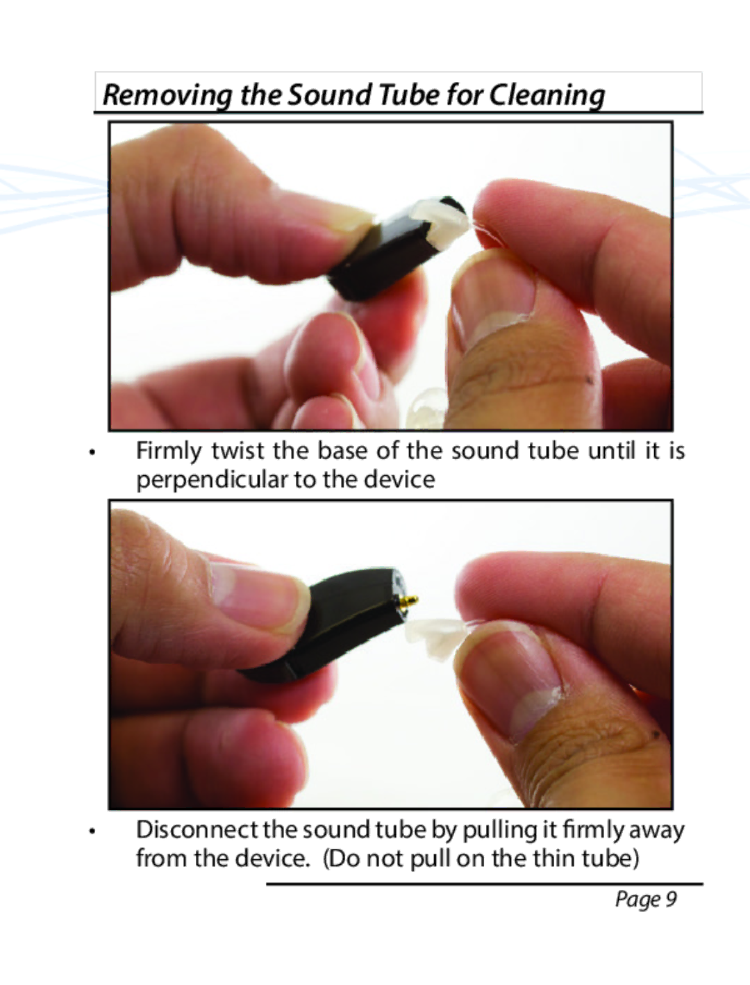 Able Planet PS1600BTE manual Removing the Sound Tube for Cleaning 