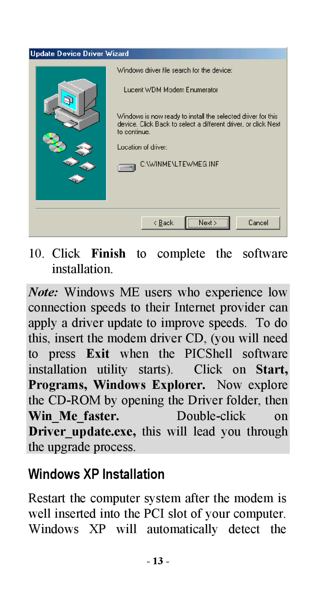 Abocom 56K manual Windows XP Installation 