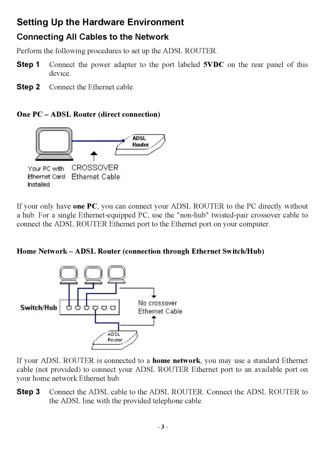 Abocom AR1000 manual Setting Up the Hardware Environment, Connecting All Cables to the Network 