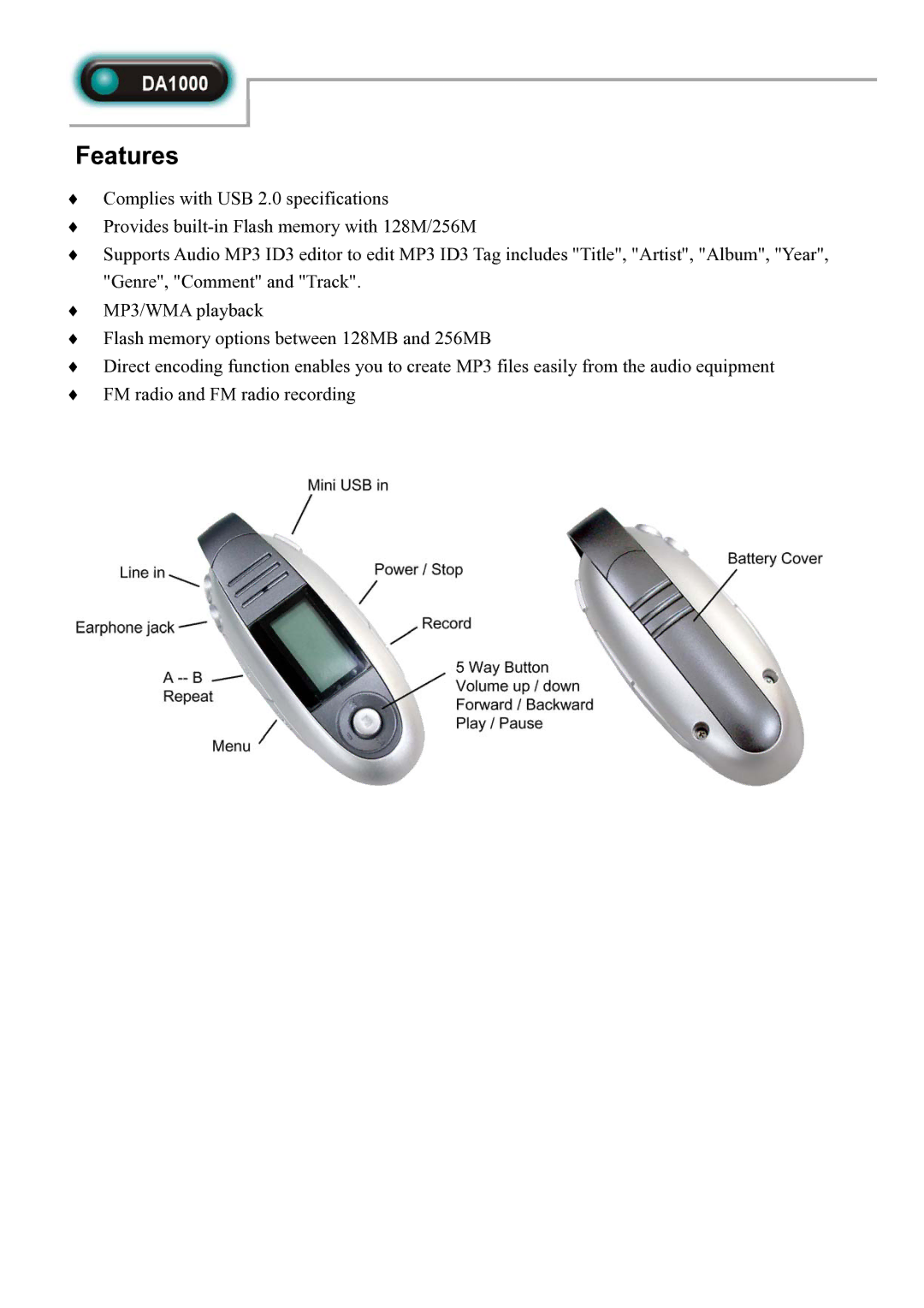 Abocom DA1000 manual Features 